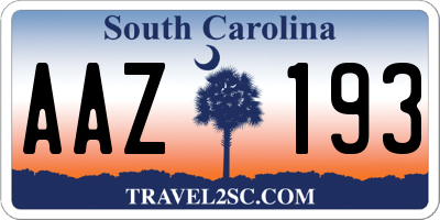 SC license plate AAZ193