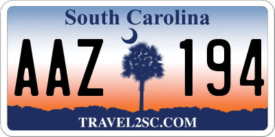SC license plate AAZ194