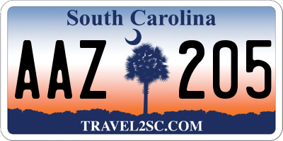 SC license plate AAZ205