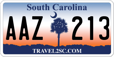 SC license plate AAZ213