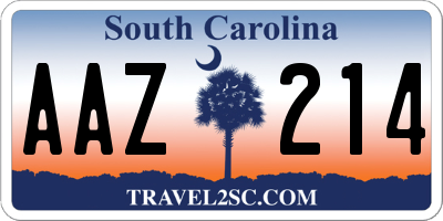 SC license plate AAZ214