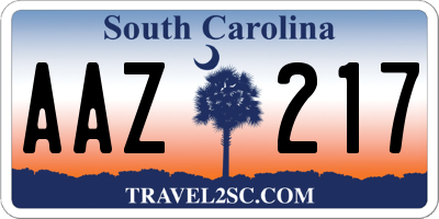 SC license plate AAZ217