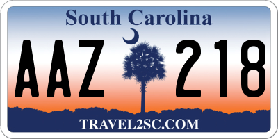 SC license plate AAZ218