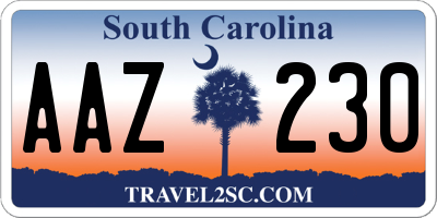 SC license plate AAZ230