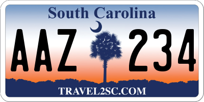 SC license plate AAZ234