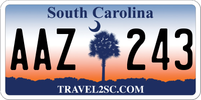 SC license plate AAZ243