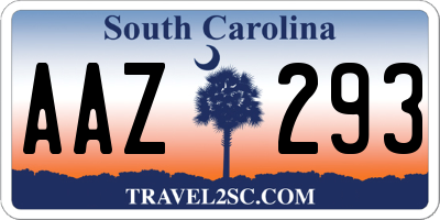 SC license plate AAZ293