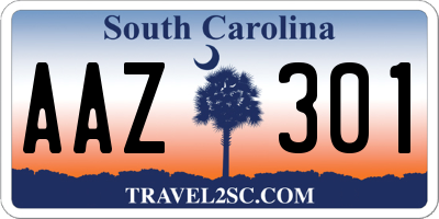 SC license plate AAZ301