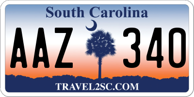 SC license plate AAZ340