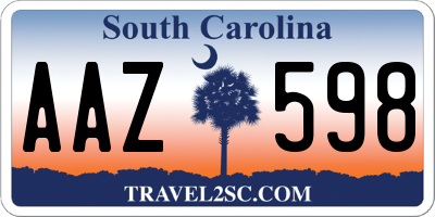 SC license plate AAZ598