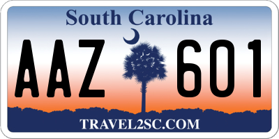 SC license plate AAZ601