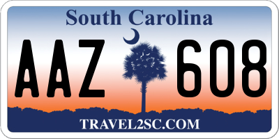 SC license plate AAZ608
