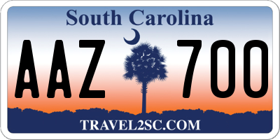 SC license plate AAZ700