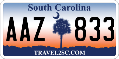 SC license plate AAZ833