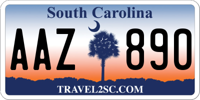 SC license plate AAZ890