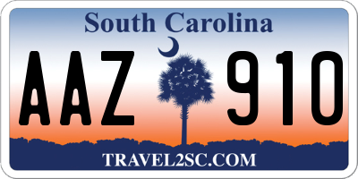 SC license plate AAZ910