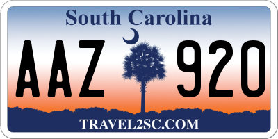 SC license plate AAZ920