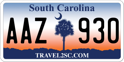 SC license plate AAZ930