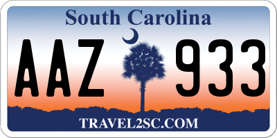 SC license plate AAZ933
