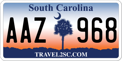 SC license plate AAZ968