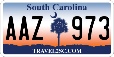 SC license plate AAZ973