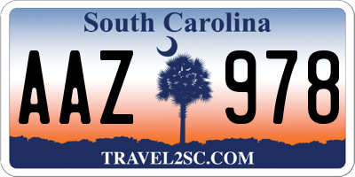 SC license plate AAZ978