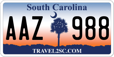 SC license plate AAZ988