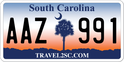 SC license plate AAZ991