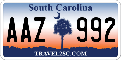 SC license plate AAZ992