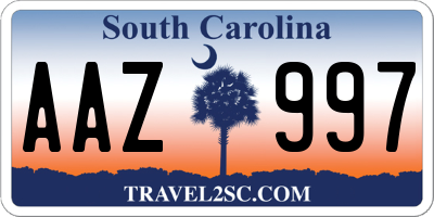 SC license plate AAZ997