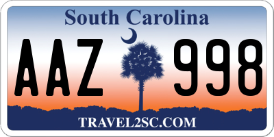 SC license plate AAZ998