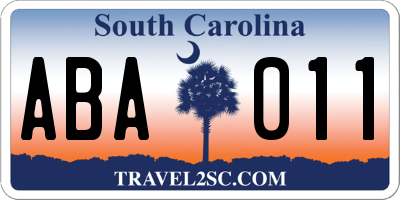 SC license plate ABA011