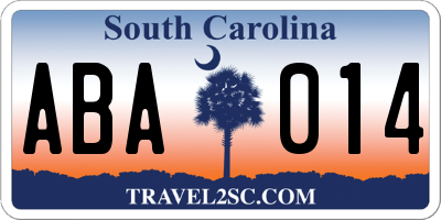 SC license plate ABA014