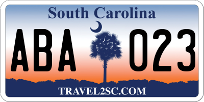 SC license plate ABA023