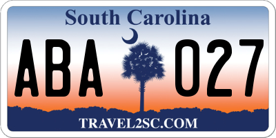 SC license plate ABA027