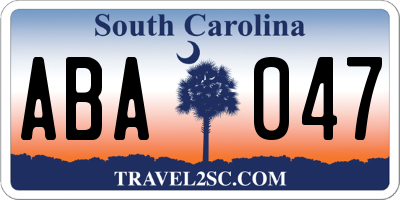 SC license plate ABA047