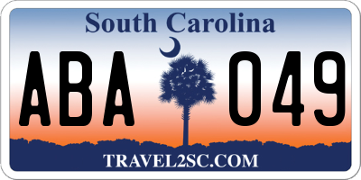 SC license plate ABA049