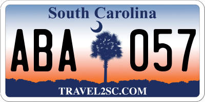 SC license plate ABA057