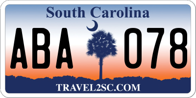 SC license plate ABA078