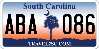 SC license plate ABA086