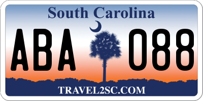 SC license plate ABA088