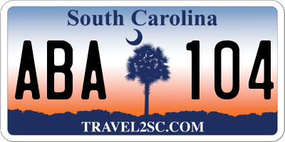 SC license plate ABA104
