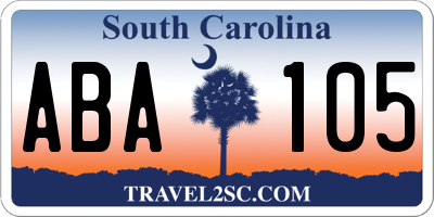 SC license plate ABA105