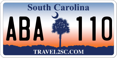 SC license plate ABA110