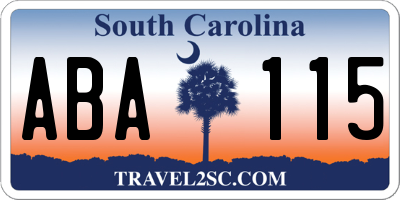 SC license plate ABA115