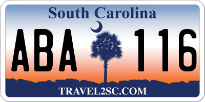 SC license plate ABA116