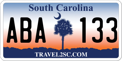 SC license plate ABA133