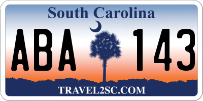 SC license plate ABA143