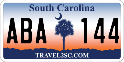 SC license plate ABA144
