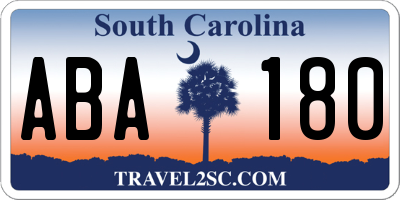 SC license plate ABA180